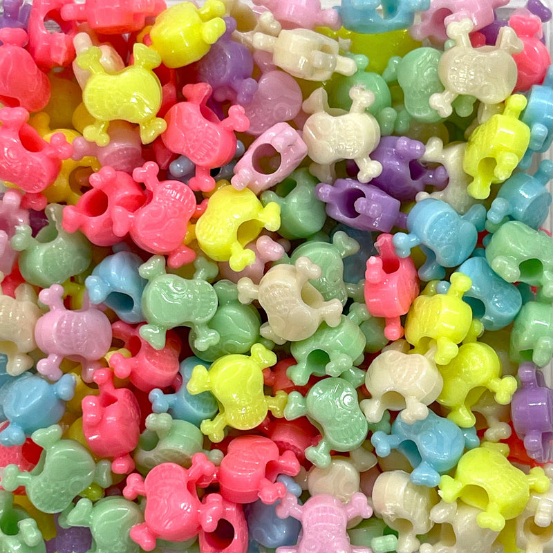 Acrylic Skul Beads, Assorted 50 Gr Pack, Approx 130 Beads
