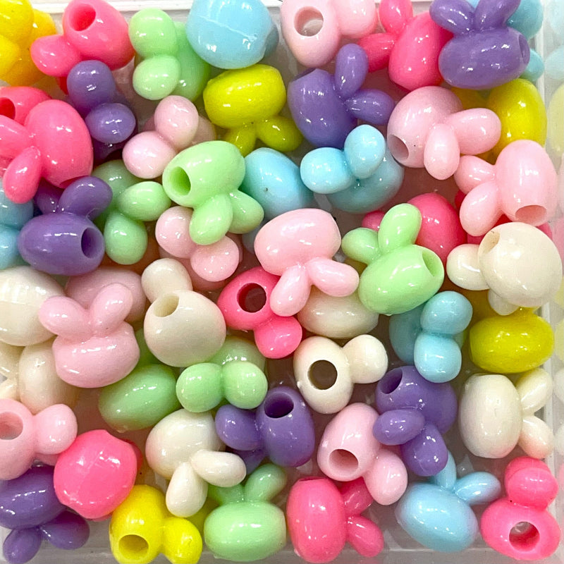 Acrylic Rabbit Beads, Assorted 50 Gr Pack, Approx 50 Beads
