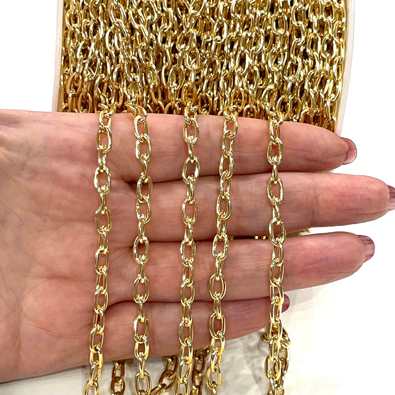24Kt Gold Plated Rolo Chain, 8x5mm Open Link Rolo Chains, Gold Curb Chain, Necklace Extender Chain