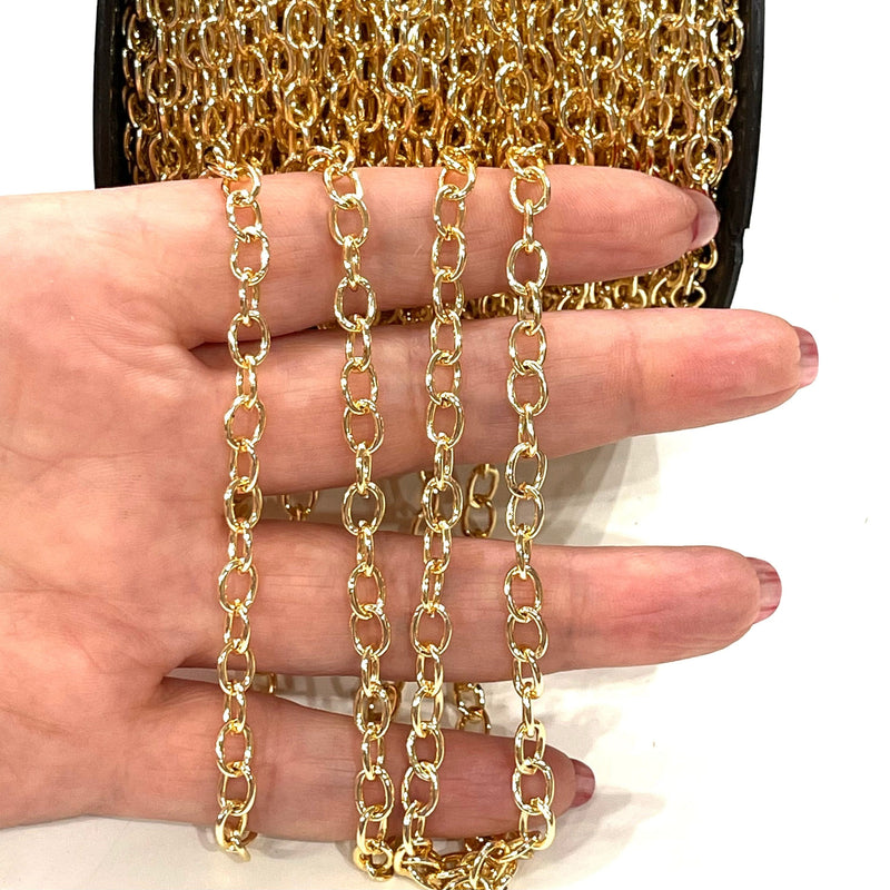 24Kt Gold Plated Rolo Chain, 7x5mm Open Link Rolo Chains, Gold Curb Chain, Necklace Extender Chain