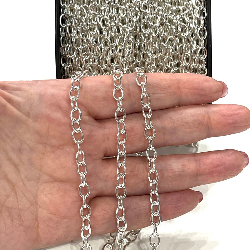 Silver Plated Rolo Chain, 7x5mm Open Link Rolo Chains, Silver Curb Chain, Necklace Extender Chain
