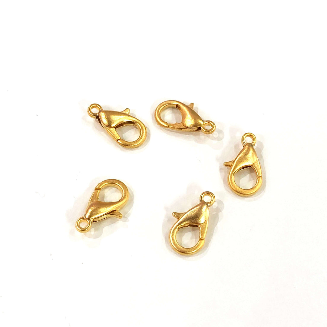 22K Matte Gold Plated Lobster Clasps, (12mm x 7mm) 502 Brass Lobster Claw Clasp,