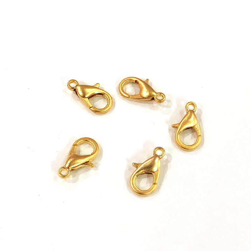 22K Matte Gold Plated Lobster Clasps, (12mm x 7mm) 502 Brass Lobster Claw Clasp,£2