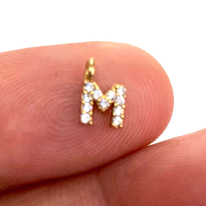 24Kt Gold Plated Brass Micro Pave Initial Charms