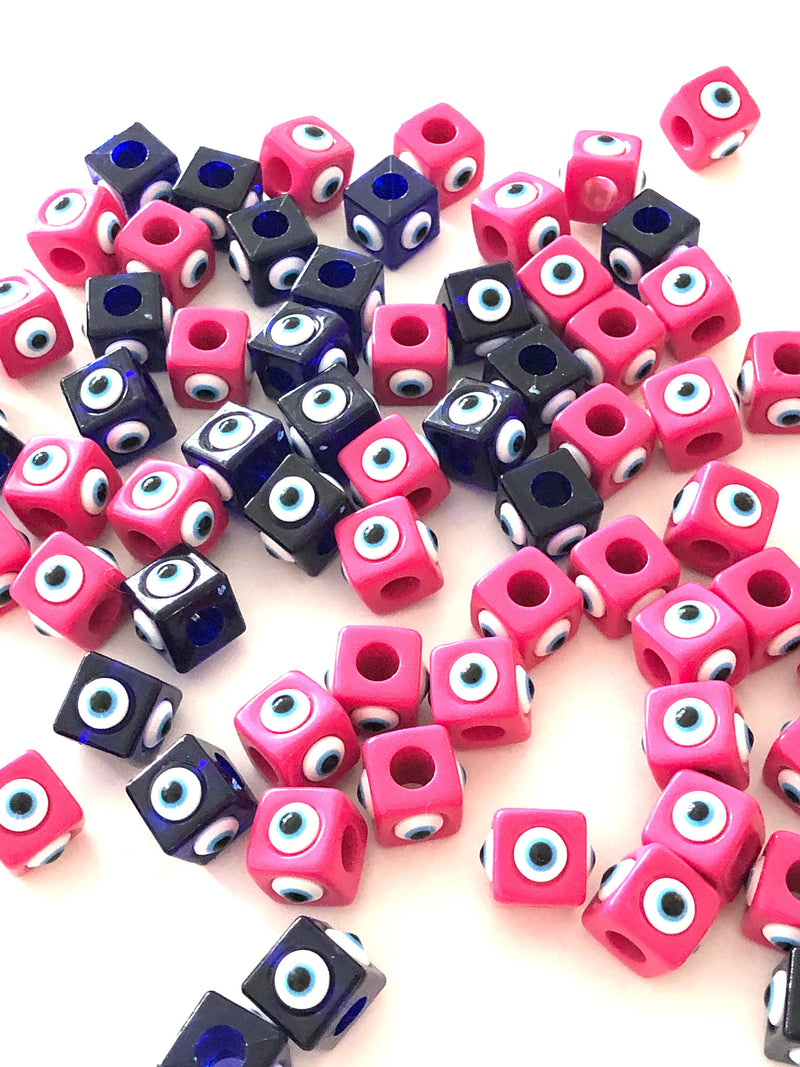 Large Hole Evil Eye Resin Beads, 15mm Beads, 7mm Hole, 5 Beads in a Pack