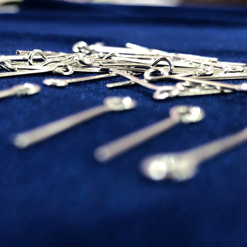 Silver Plated Eye pins, 0.8mm by 30mm, Silver Eye Pins 30mm
