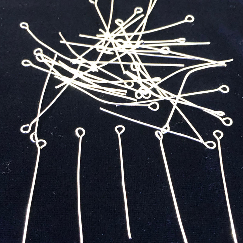 Silver Plated Eye pins, 0.8mm by 40mm, Silver Eye Pins 40mm