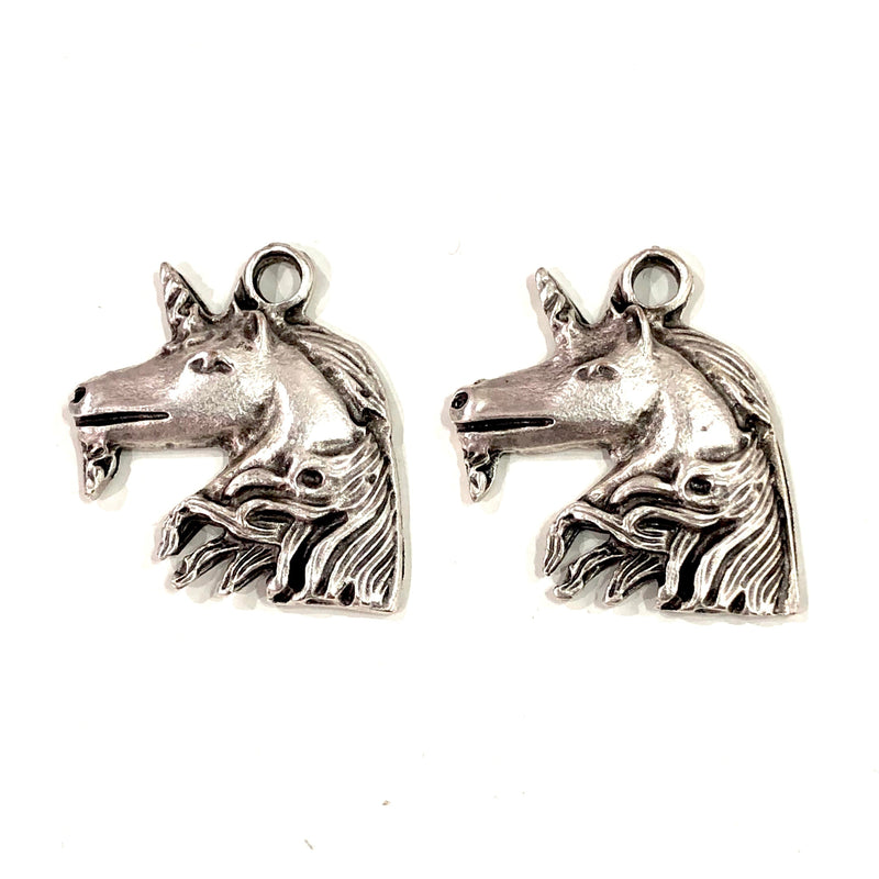 Antique Silver Plated Unicorn Pendants, Silver Plated Unicorn  Pendant
