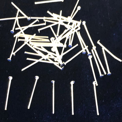 Silver Plated Head pins, 0.8mm by 20mm, Silver Head  Pins 20mm