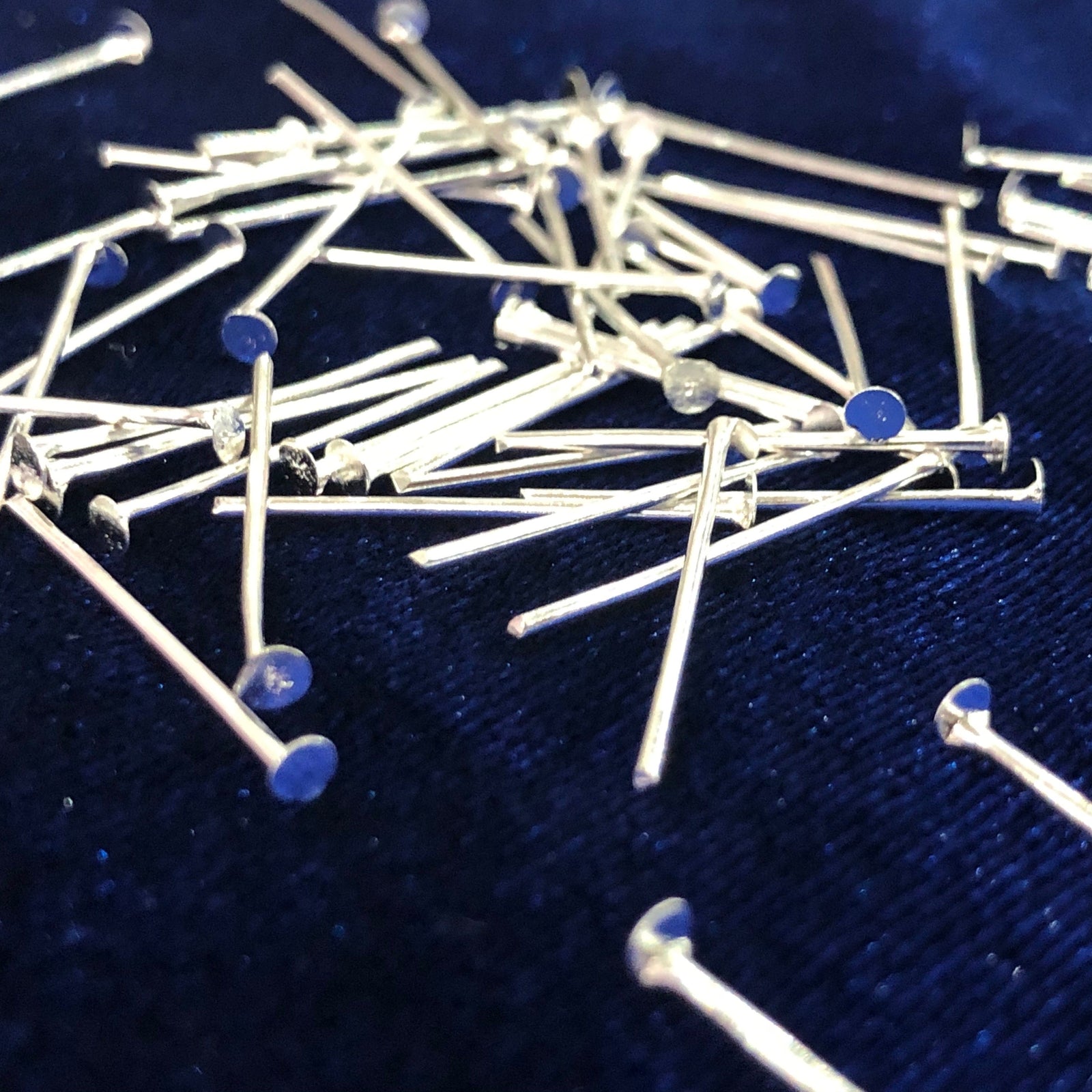 Silver Plated Head pins, 0.8mm by 30mm, Silver Head Pins 30mm