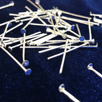 Silver Plated Head pins, 0.8mm by 20mm, Silver Head  Pins 20mm