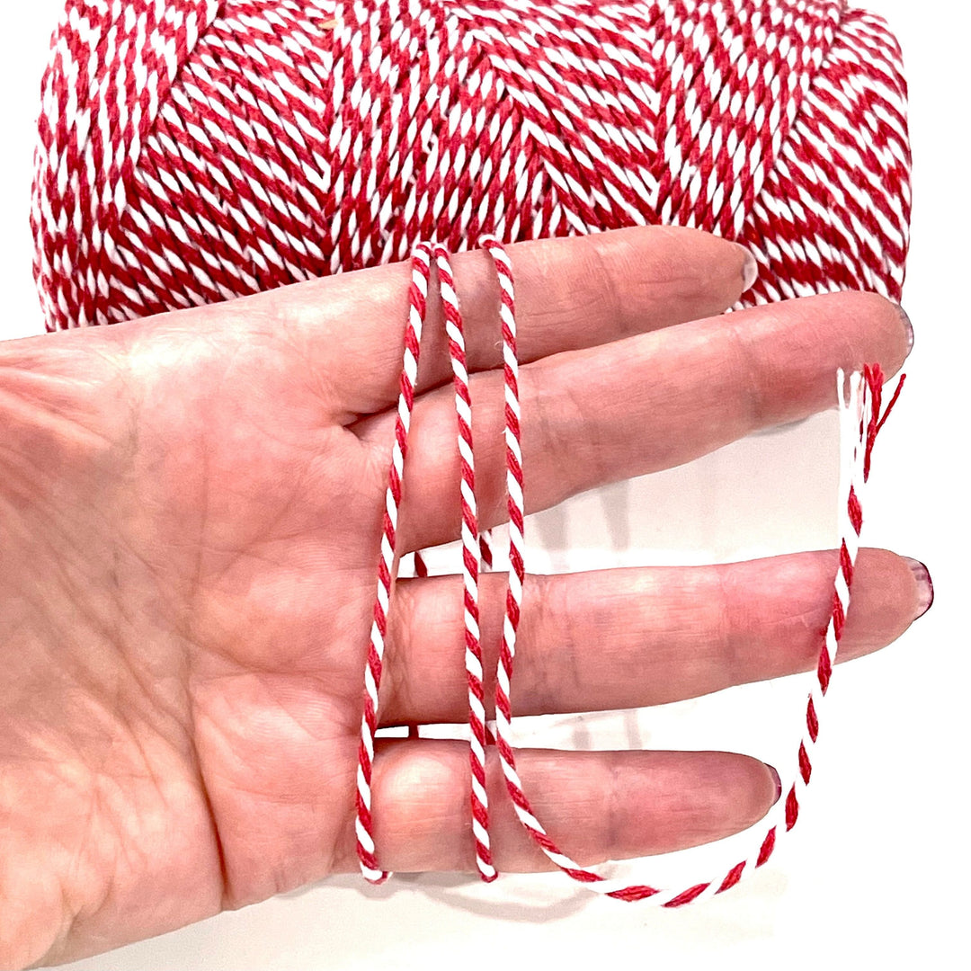 Martenitsa Bracelet Cord, Red&amp;White Cotton Martenitsa Bracelet Cord, 10 Meters