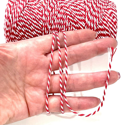 Martenitsa Bracelet Cord, Red&White Cotton Martenitsa Bracelet Cord, 10 Meters