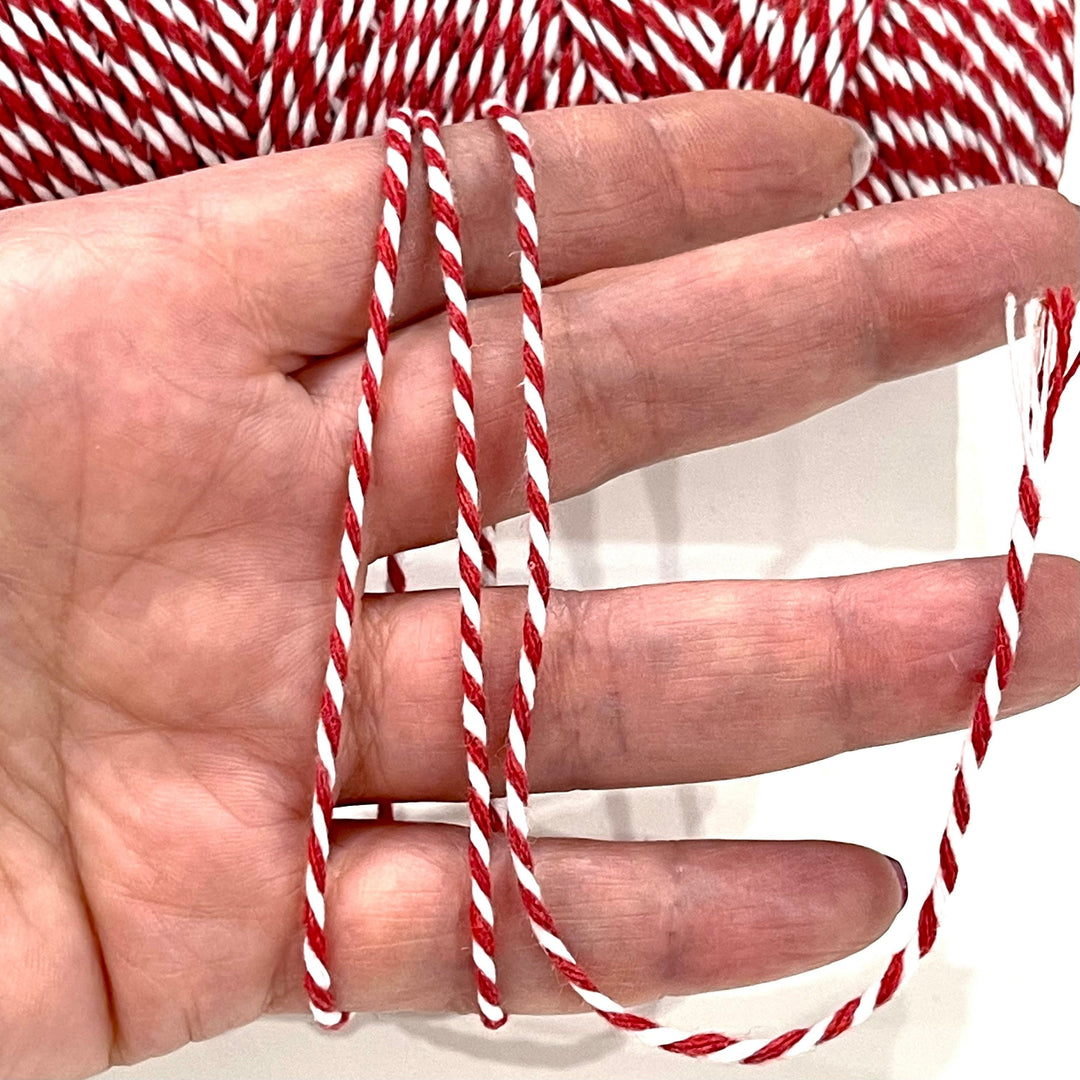 Martenitsa Bracelet Cord, Red&amp;White Cotton Martenitsa Bracelet Cord, 10 Meters