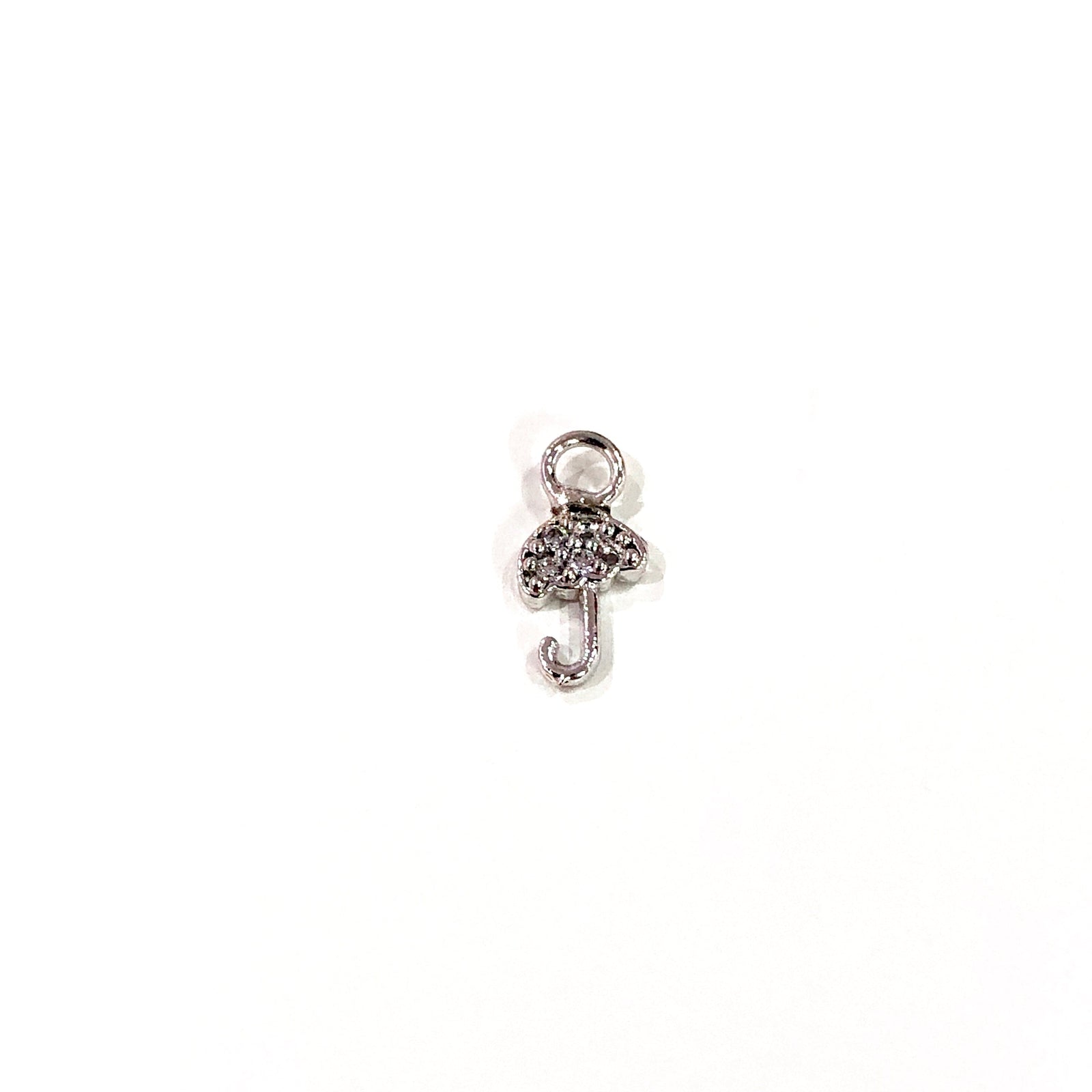 Umbrella Zirconia Charm, Silver Plated Zirconia Umbrella Charm