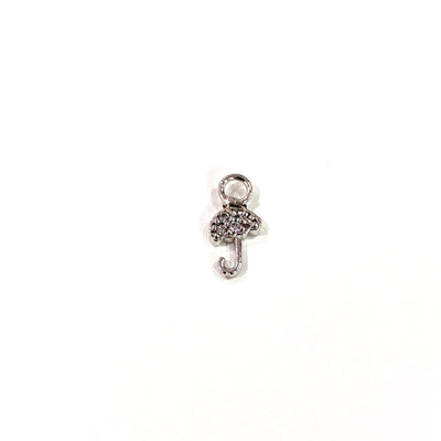 Umbrella Zirconia Charm, Silver Plated Zirconia Umbrella Charm