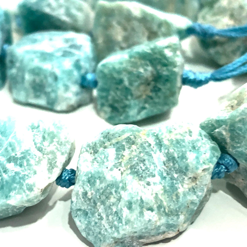 Genuine Aquamarine Chunks, Raw Aquamarine  Nuggets, 15 Beads Strand