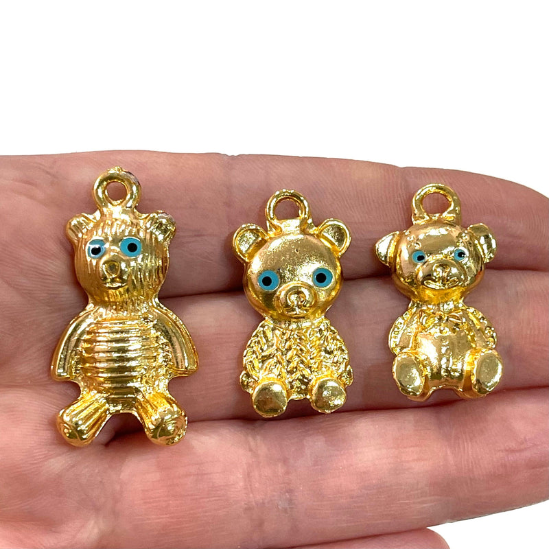 Teddy Bear 24Kt Gold Plated Charm, un membre de notre famille Bear