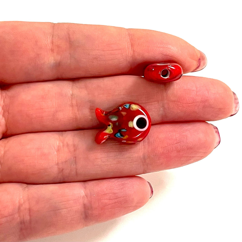 Charm poisson rouge en verre de Murano fait à la main