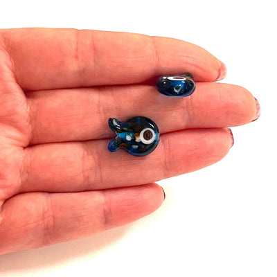 Hand Made Murano Glass Transparent Blue Fish Charm