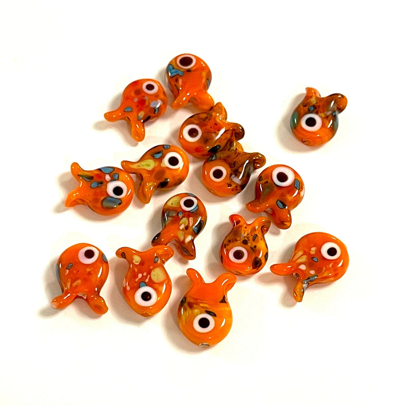 Hand Made Murano Glass Orange Fish Charm