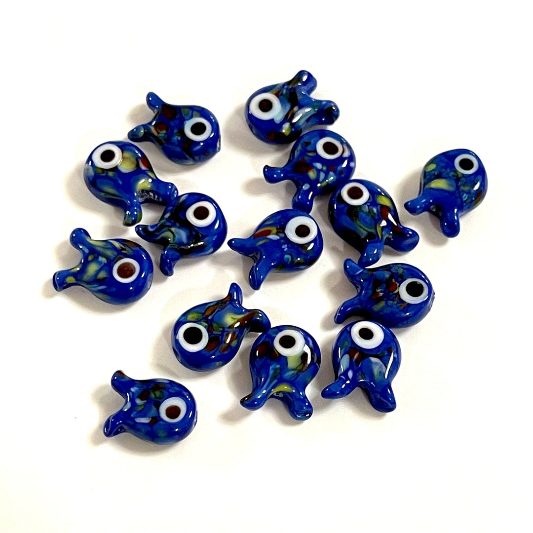 Hand Made Murano Glass Royal Blue Fish Charm