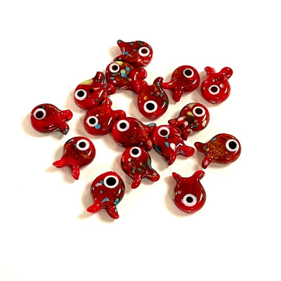 Handgemachter roter Fisch-Anhänger aus Murano-Glas