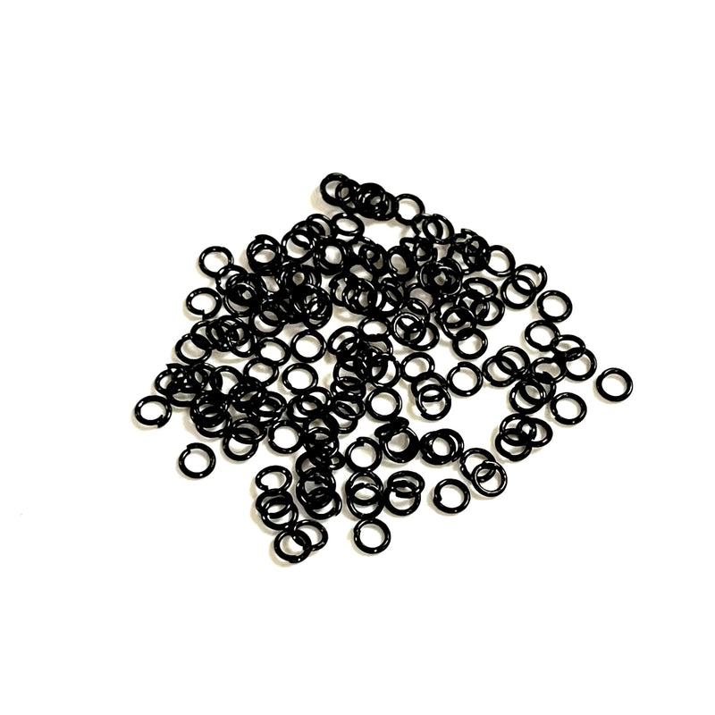 Schwarze Biegeringe, 4 mm, schwarz plattierte offene Biegeringe