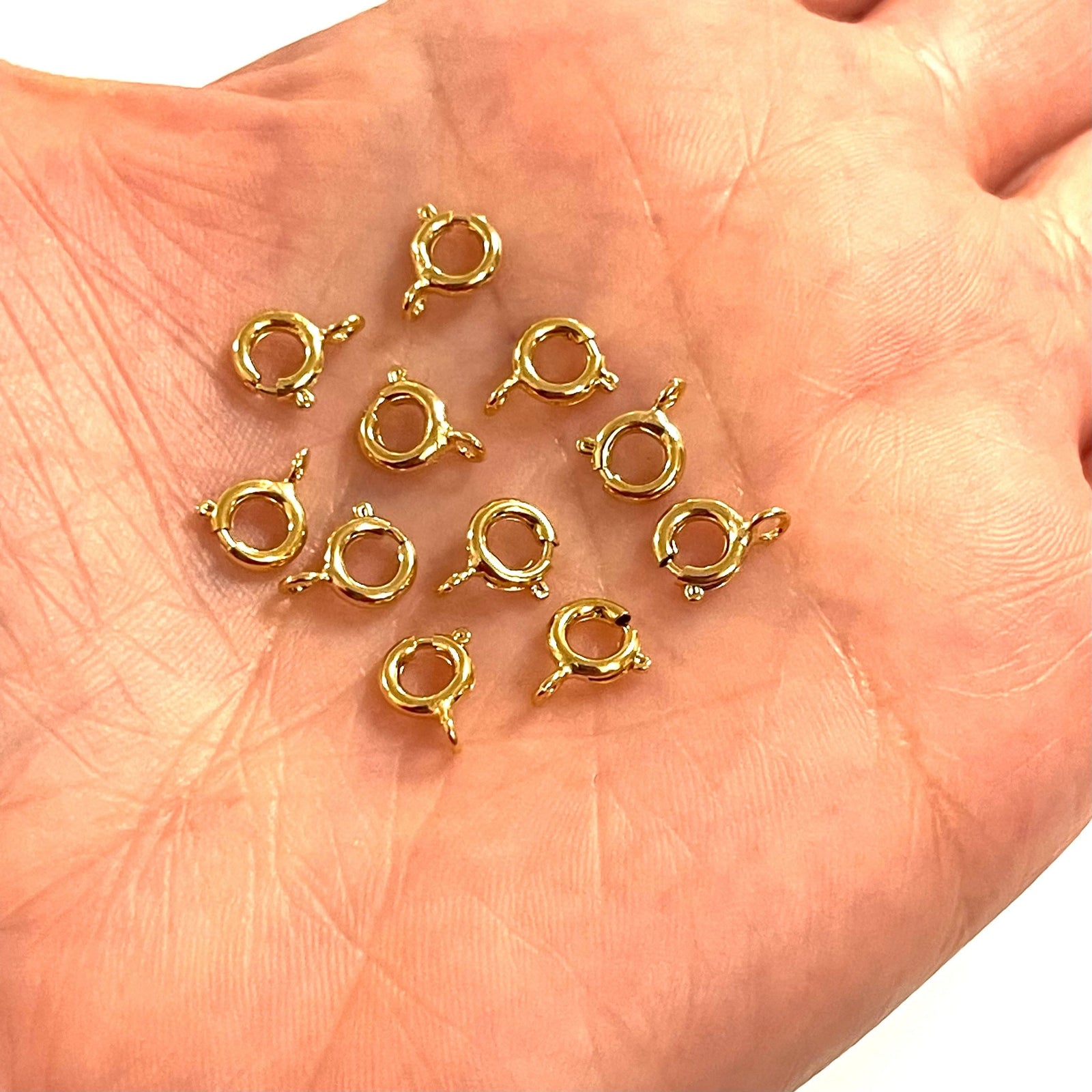 24Kt Gold Plated Spring Ring Clasps, 6mm Spring Ring Clasps, 5 Pcs in a pack