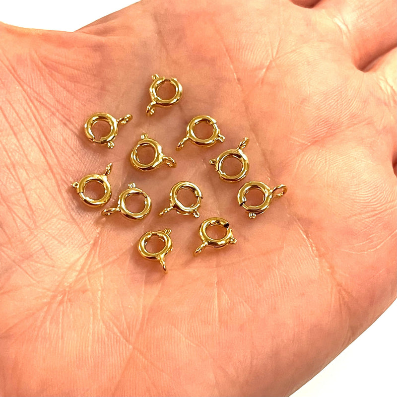 24Kt Gold Plated Spring Ring Clasps, 6mm Spring Ring Clasps, 5 Pcs in a pack