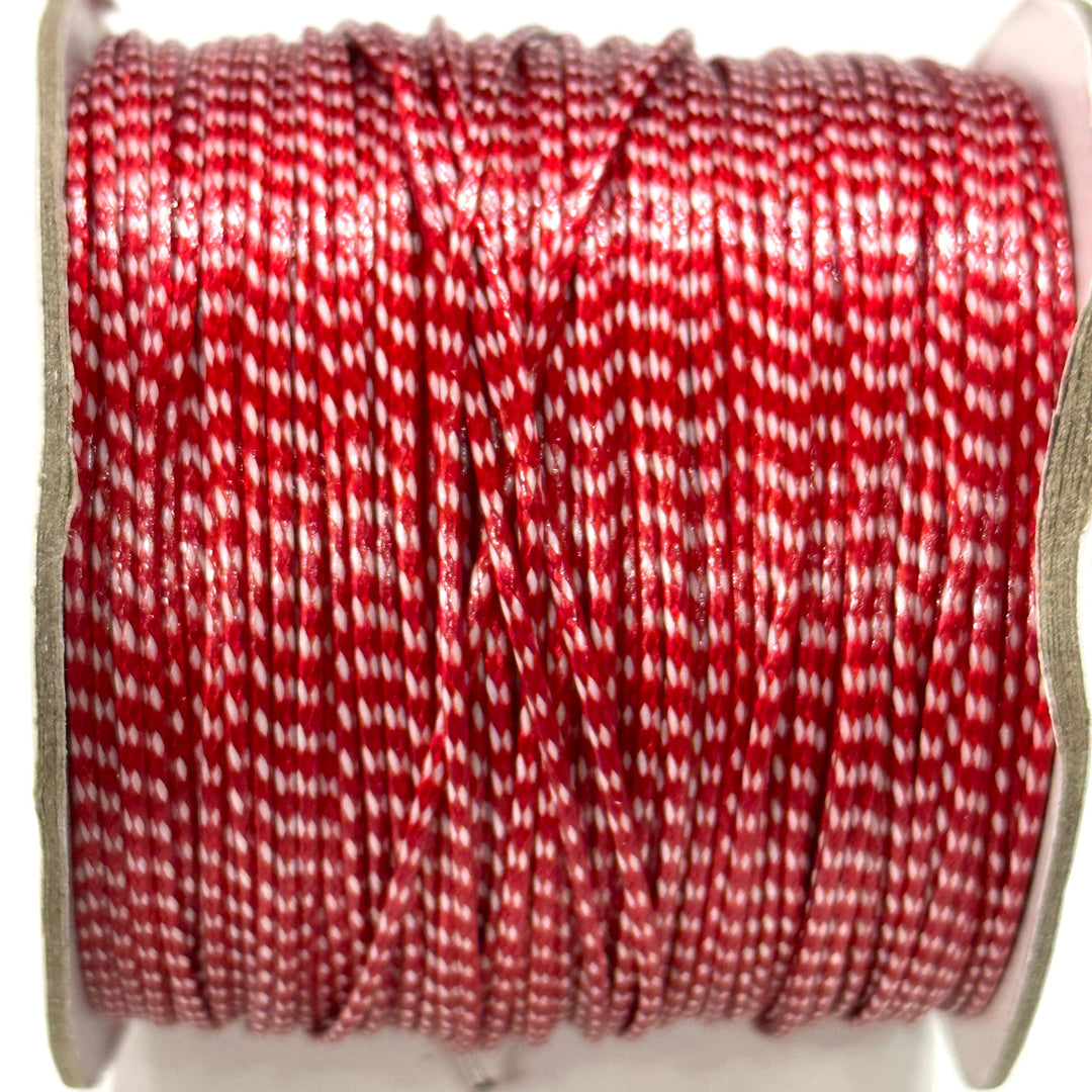 1.5mm Braided Polyester Martenitsa Bracelet Cord, Red&amp;White Cotton Martenitsa Bracelet Cord, 10 Meters