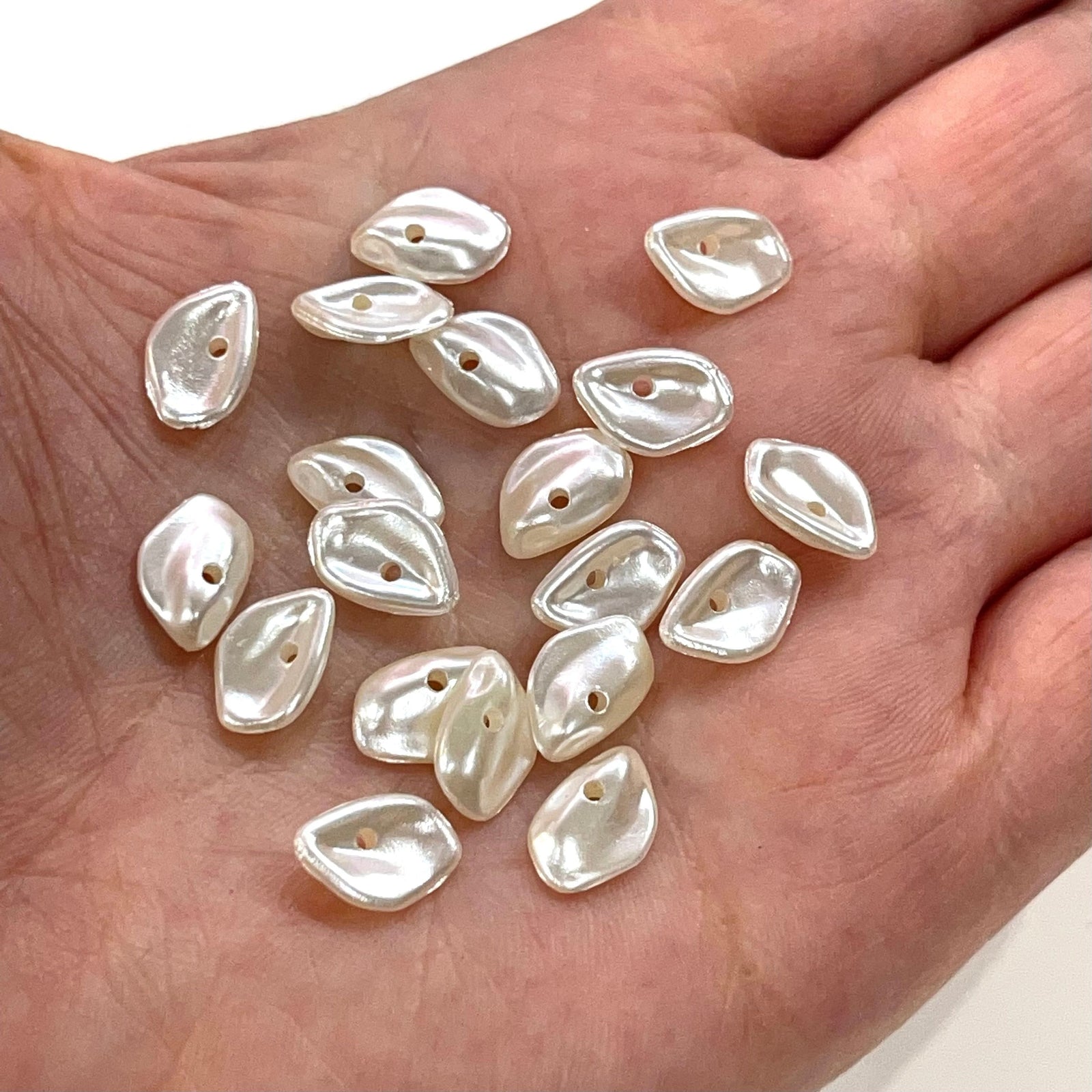 Ivory Color Acrylic Pearl 10x7mm Beads with 1mm Hole, 50 Gr Pack-535 Beads