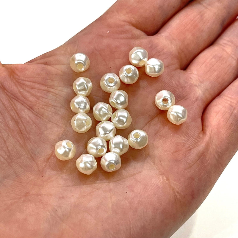 Ivory Color Acrylic Pearl 6mm Beads with 2mm Hole, 50 Gr Pack-360 Beads