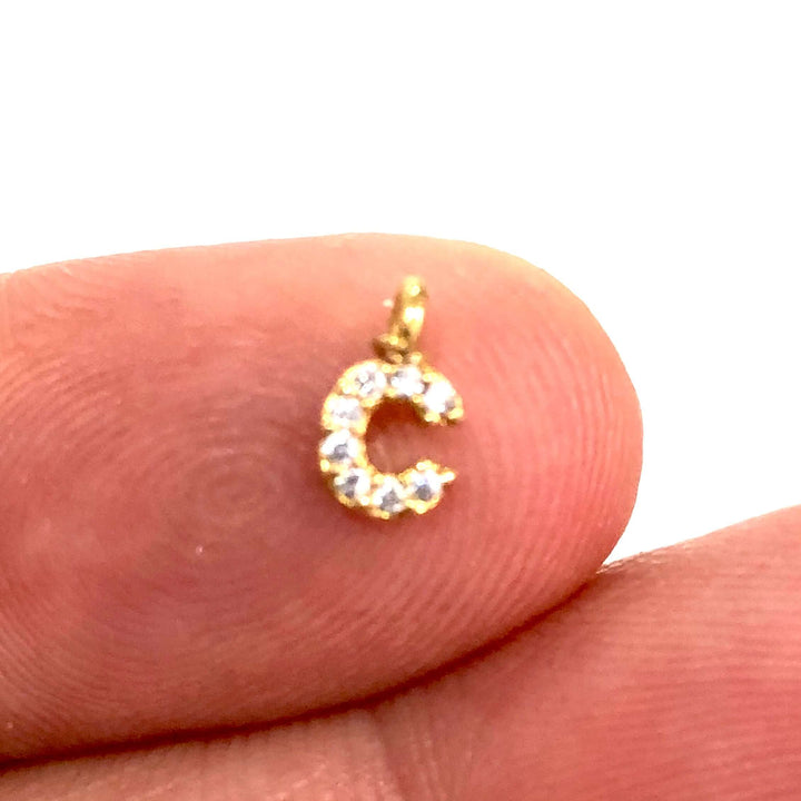 24Kt Gold Plated Brass Micro Pave Initial Charms