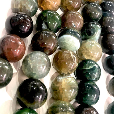 Perles rondes épaisses en pierre précieuse naturelle d'agate indienne 16 mm, 24 perles