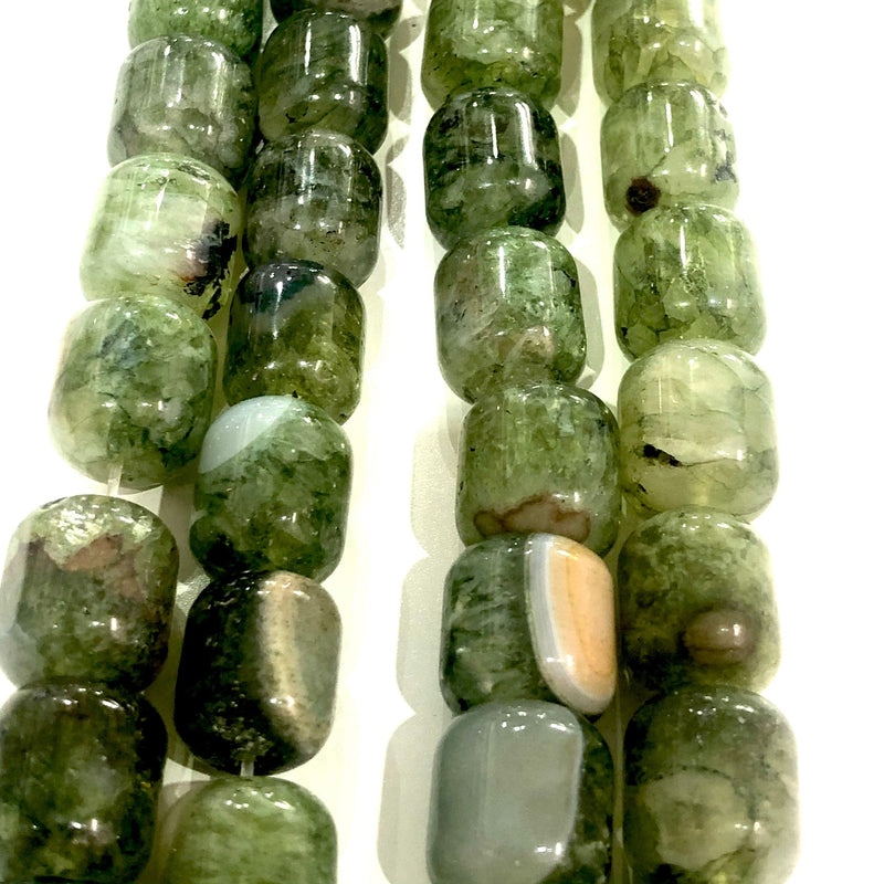 Moss Agate Natural Large Cylinder Beads 13mm, 30 Beads