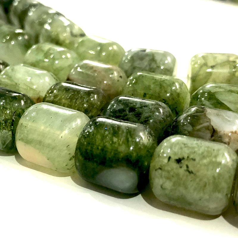 Moss Agate Natural Large Cylinder Beads 13mm, 30 Beads