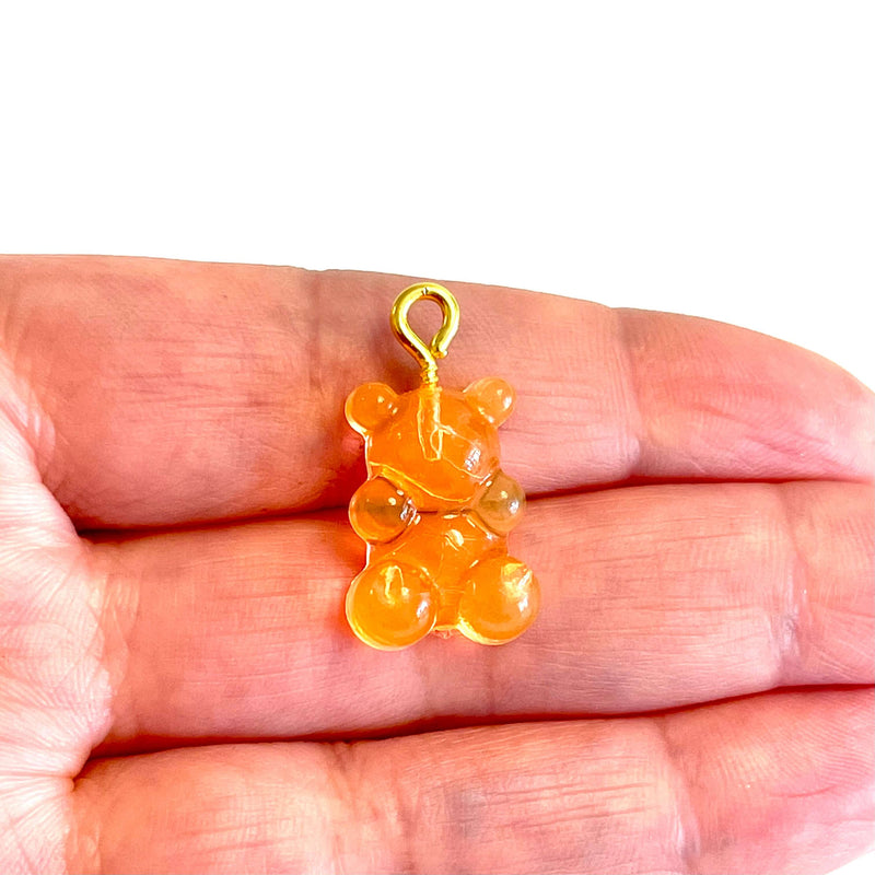 5 pcs in a pack, Jelly Bear Charms, Gummy Bear Resin With Loop, Jelly Bear Shaped Resin Charms  12x22mm,