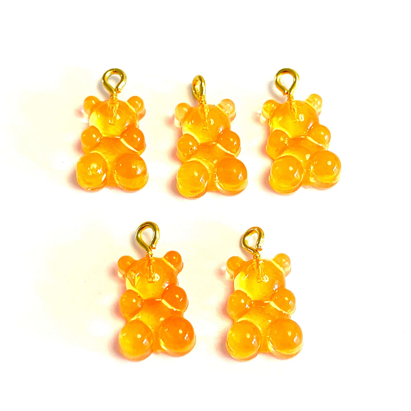 5 pcs dans un pack, Jelly Bear Charms, Gummy Bear Resin With Loop, Jelly Bear Shaped Resin Charms 12x22mm,