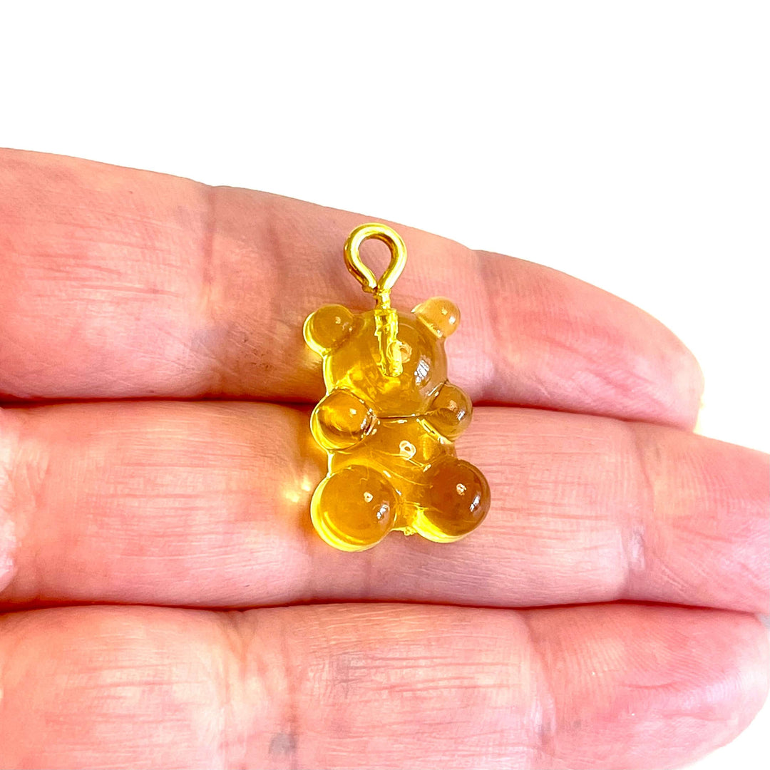5 pcs in a pack, Jelly Bear Charms, Gummy Bear Resin With Loop, Jelly Bear Shaped Resin Charms 12x22mm,