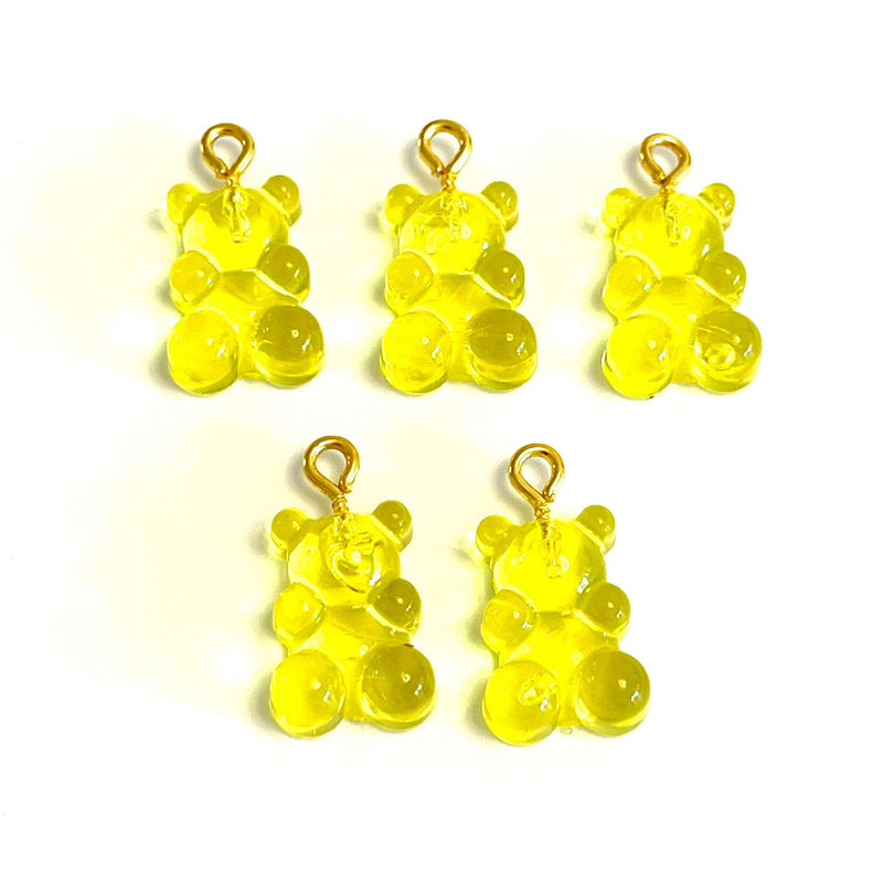 5 pcs in a pack, Jelly Bear Charms, Gummy Bear Resin With Loop, Jelly Bear Shaped Resin Charms  12x22mm,