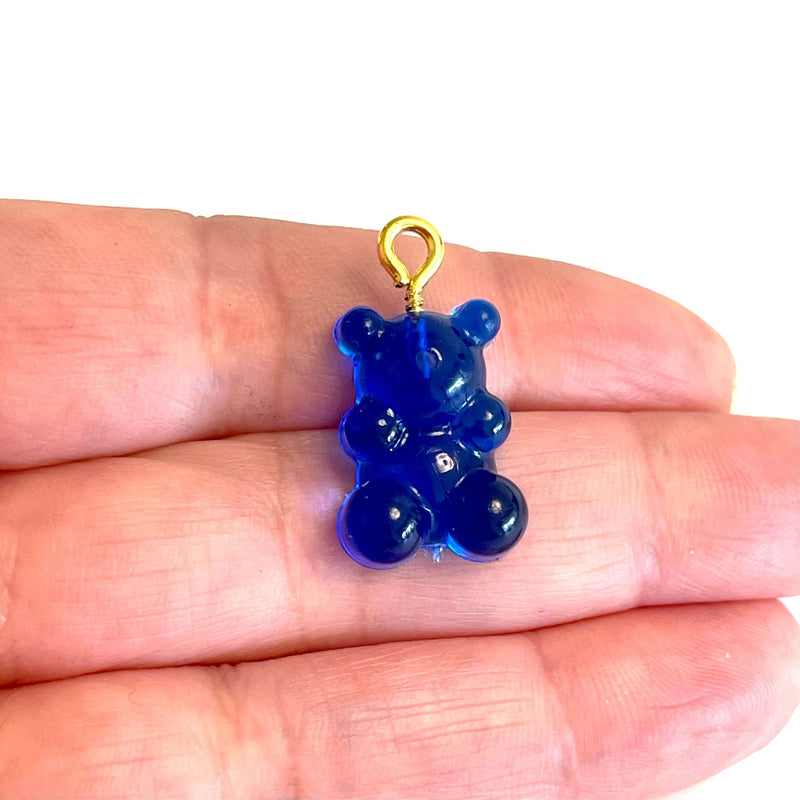 5 pcs in a pack, Jelly Bear Charms, Gummy Bear Resin With Loop, Jelly Bear Shaped Resin Charms  12x22mm,