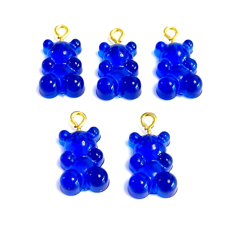 5 pcs in a pack, Jelly Bear Charms, Gummy Bear Resin With Loop, Jelly Bear Shaped Resin Charms  12x22mm,