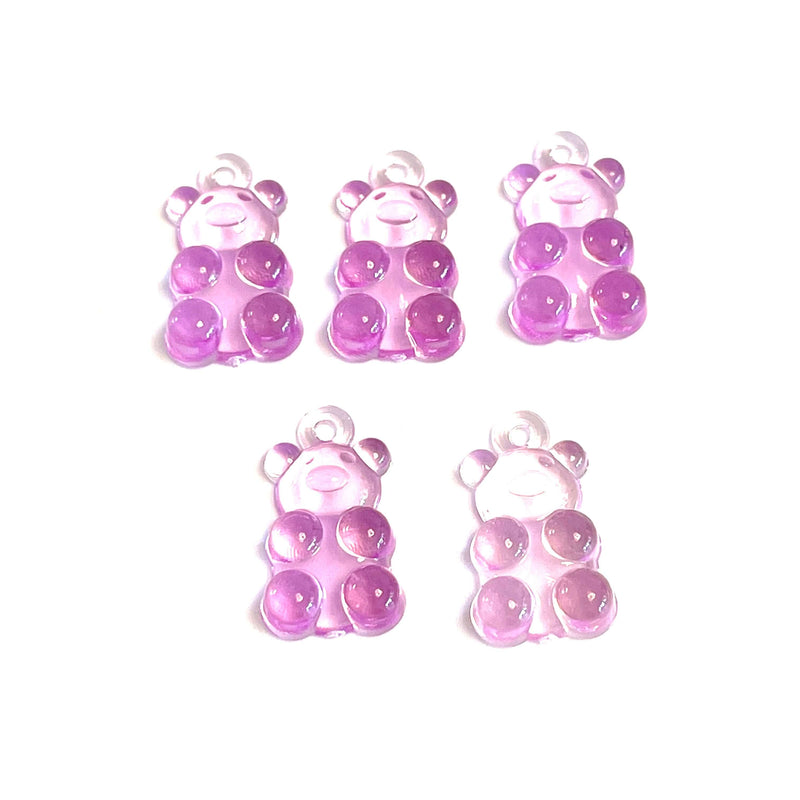 5 pcs in a pack, Jelly Bear Charms, Gummy Bear Resin With Loop, Jelly Bear Shaped Resin Charms  12x22mm,