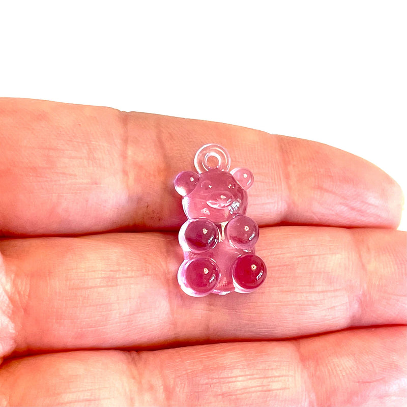 5 pcs in a pack, Jelly Bear Charms, Gummy Bear Resin With Loop, Jelly Bear Shaped Resin Charms  12x22mm,