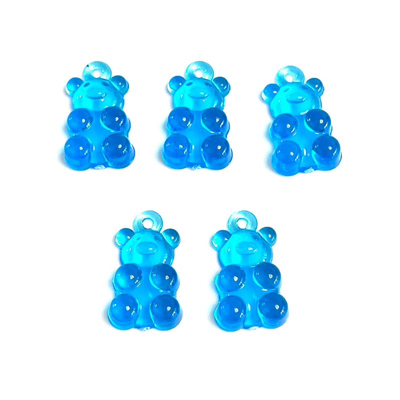 5 pcs in a pack, Jelly Bear Charms, Gummy Bear Resin With Loop, Jelly Bear Shaped Resin Charms  12x22mm,
