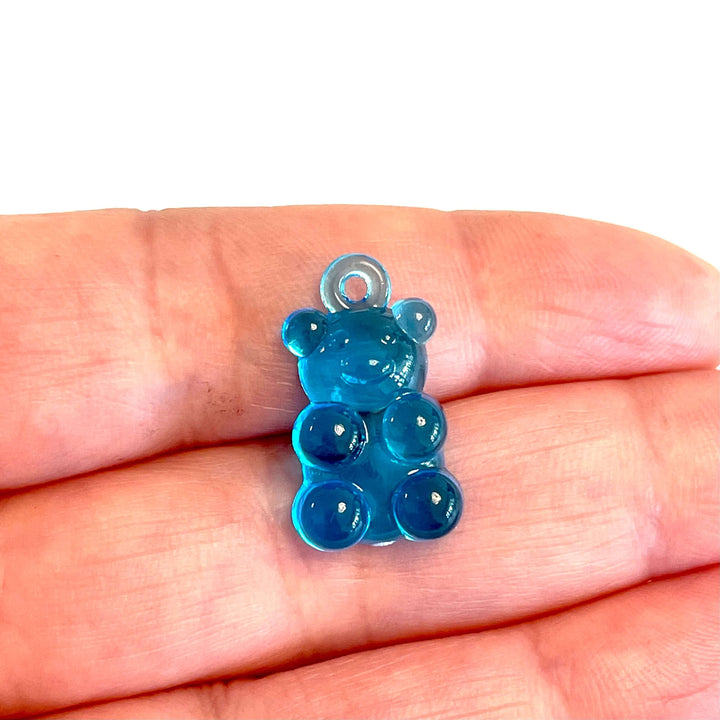 5 pcs in a pack, Jelly Bear Charms, Gummy Bear Resin With Loop, Jelly Bear Shaped Resin Charms 12x22mm,