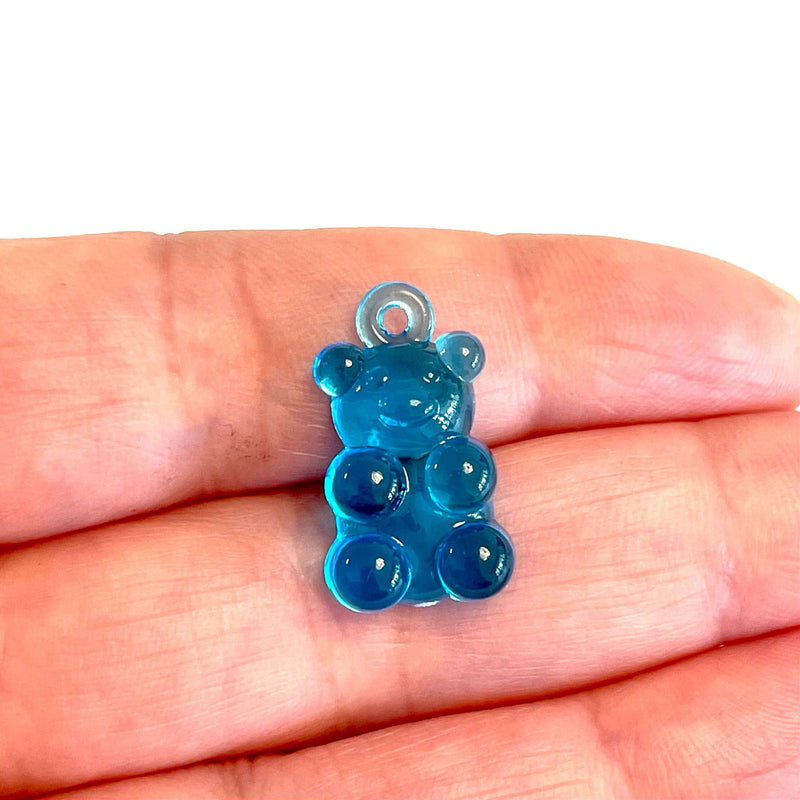 5 pcs in a pack, Jelly Bear Charms, Gummy Bear Resin With Loop, Jelly Bear Shaped Resin Charms  12x22mm,