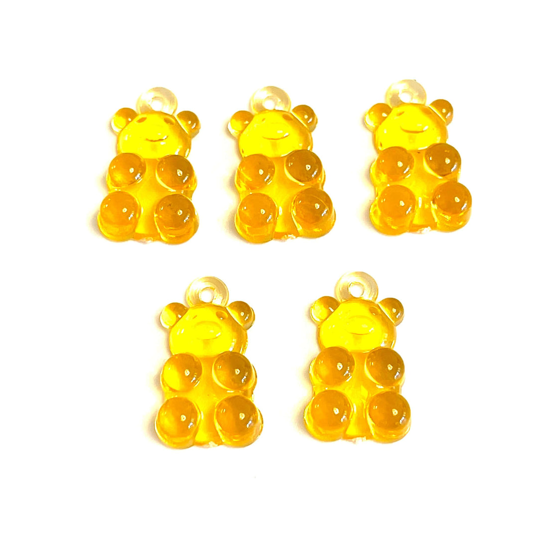 5 pcs in a pack, Jelly Bear Charms, Gummy Bear Resin With Loop, Jelly Bear Shaped Resin Charms 12x22mm,