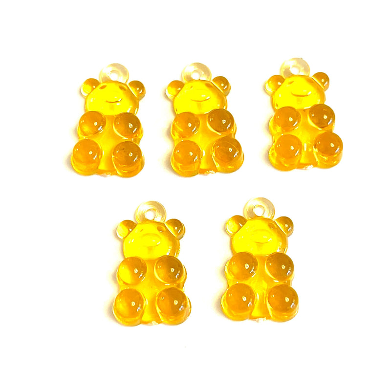 5 pcs in a pack, Jelly Bear Charms, Gummy Bear Resin With Loop, Jelly Bear Shaped Resin Charms  12x22mm,